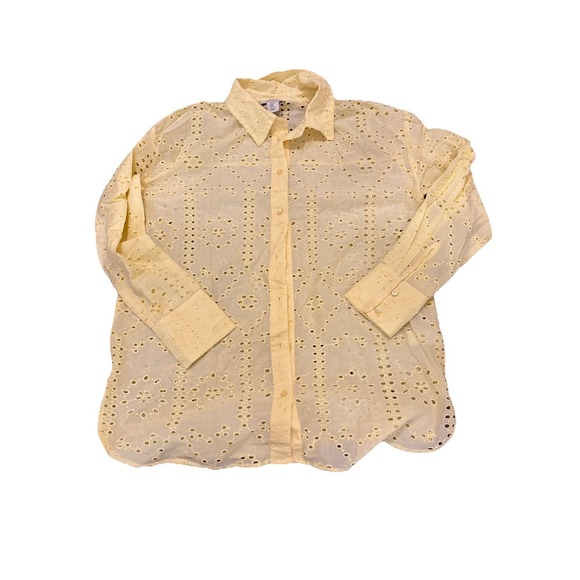 Calypso St Barth Yellow Medium Blouse & wide leg pant Set Eyelet Resort Spring - Picture 7 of 8